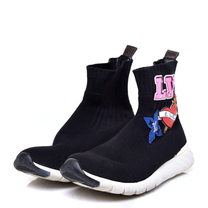 Louis Vuitton Stretch Fabric LV Black Heart Sock Sneaker 39 Black 2 of 11