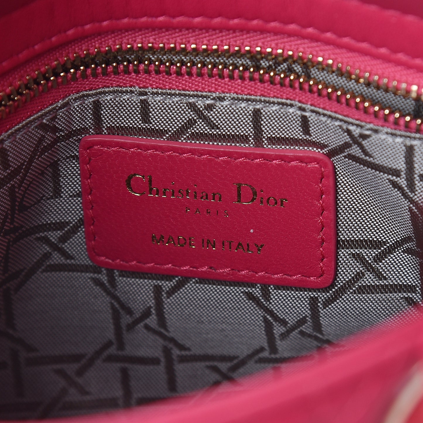 Lambskin Cannage Mini Lady Dior Fuchsia