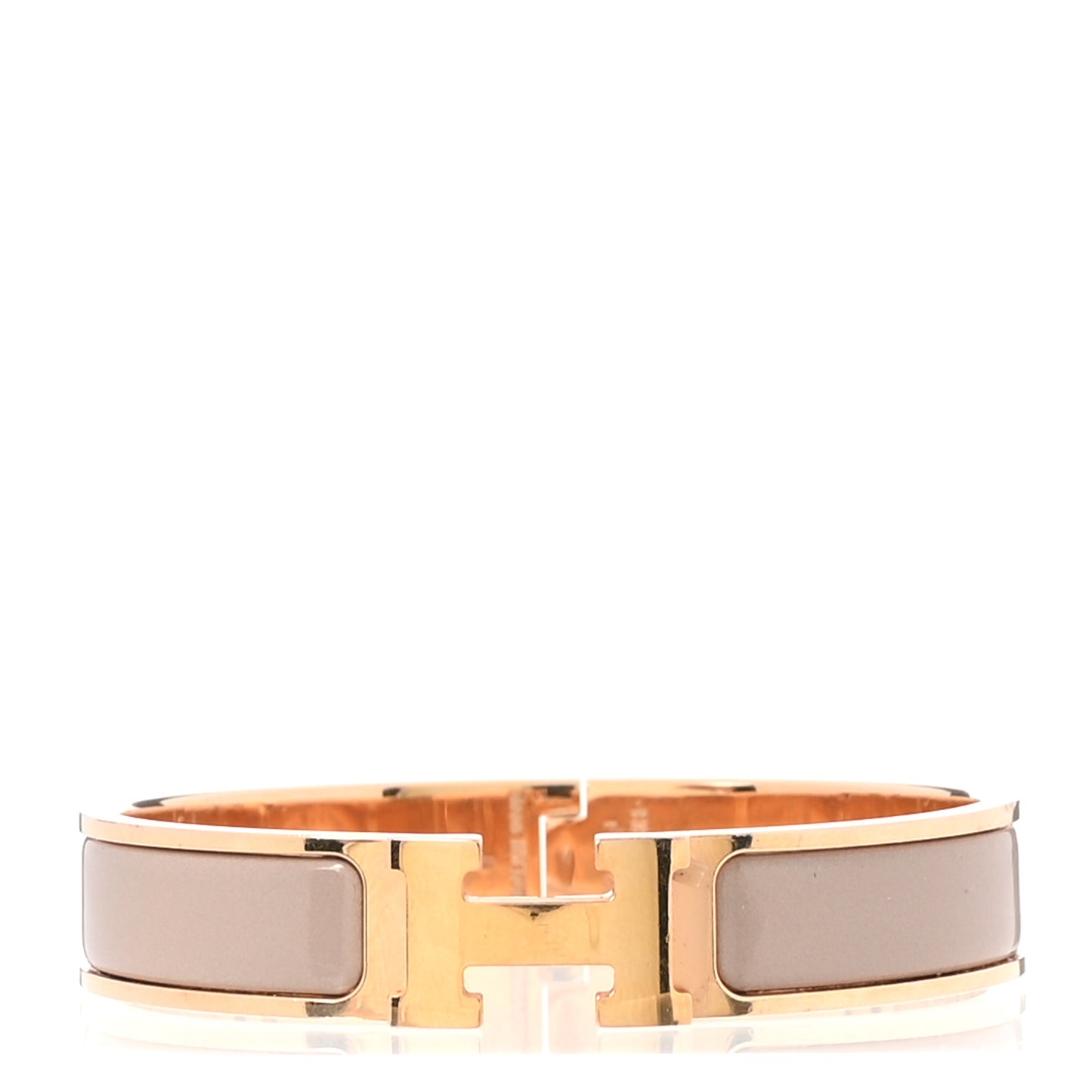 Enamel Narrow Clic Clac H Bracelet GM Marron Glace