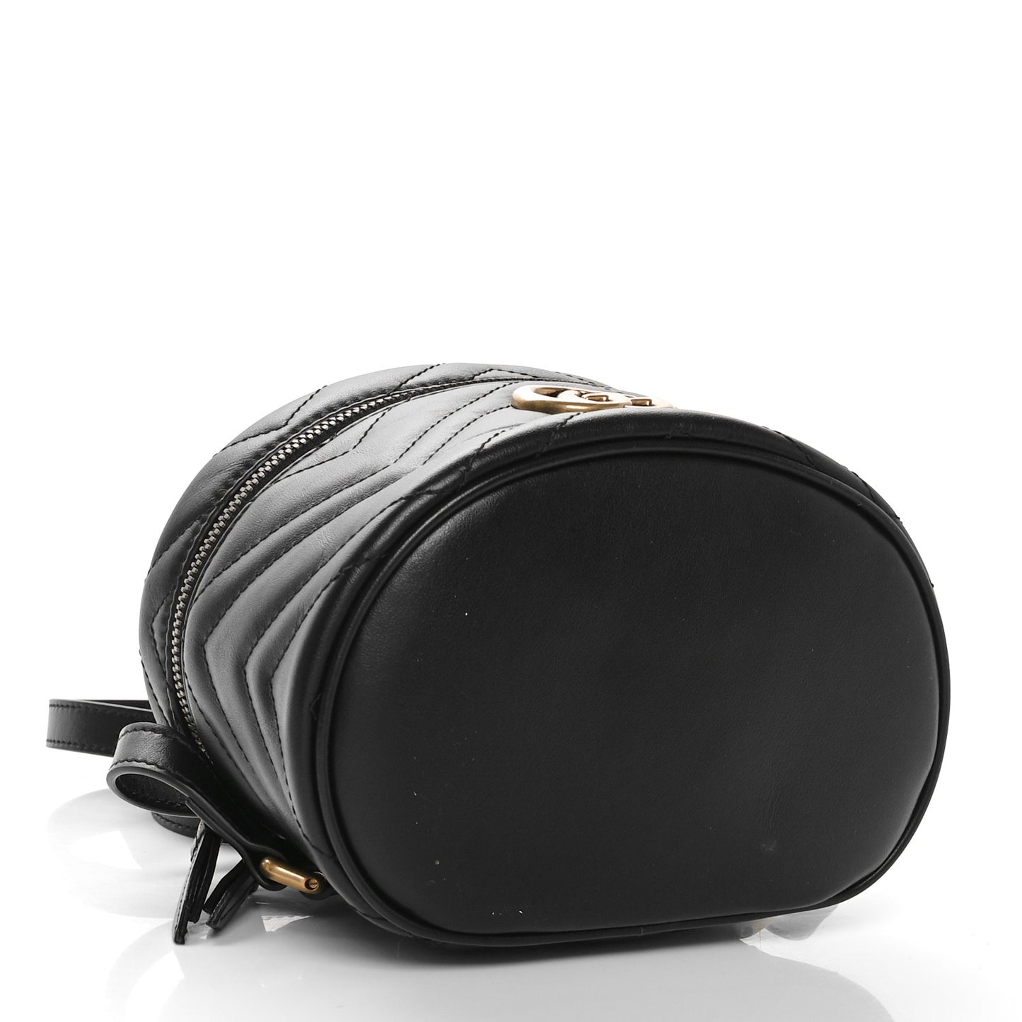 Calfskin Matelasse Mini GG Marmont Round Backpack Black
