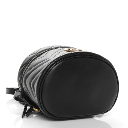 Gucci Calfskin Matelasse Mini GG Marmont Round Backpack Black 4 of 10