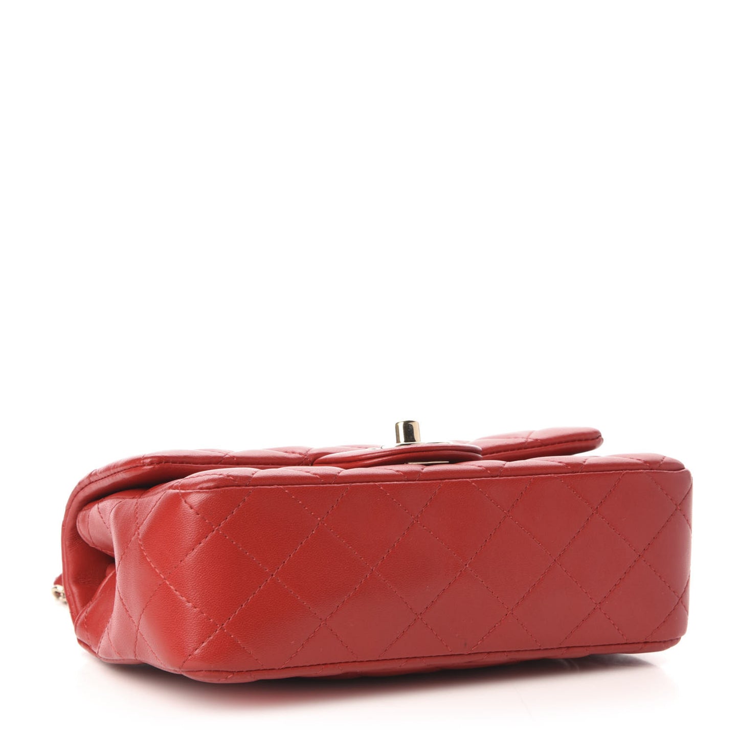Lambskin Quilted Mini Rectangular Flap Red