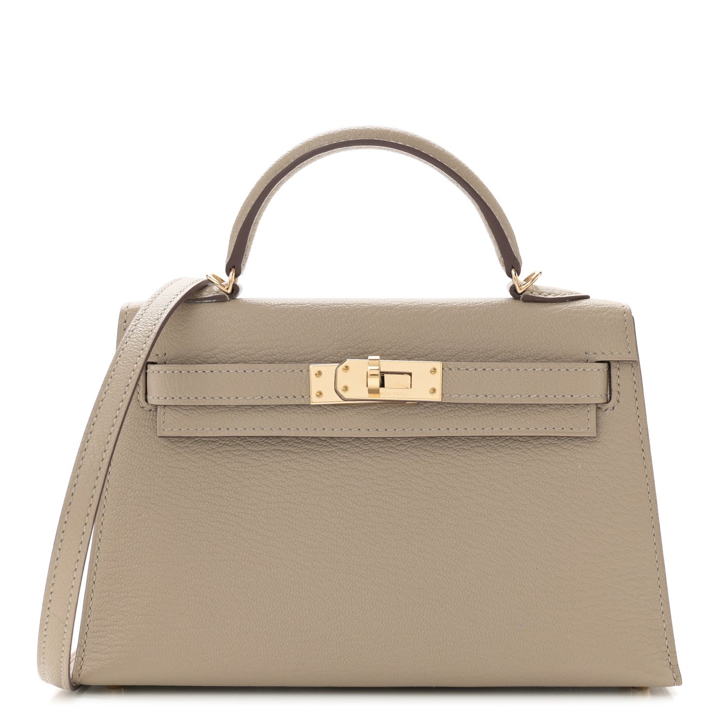 Chevre Mysore Horseshoe Mini Kelly Sellier 20 Gris Tourterelle Gris Perle