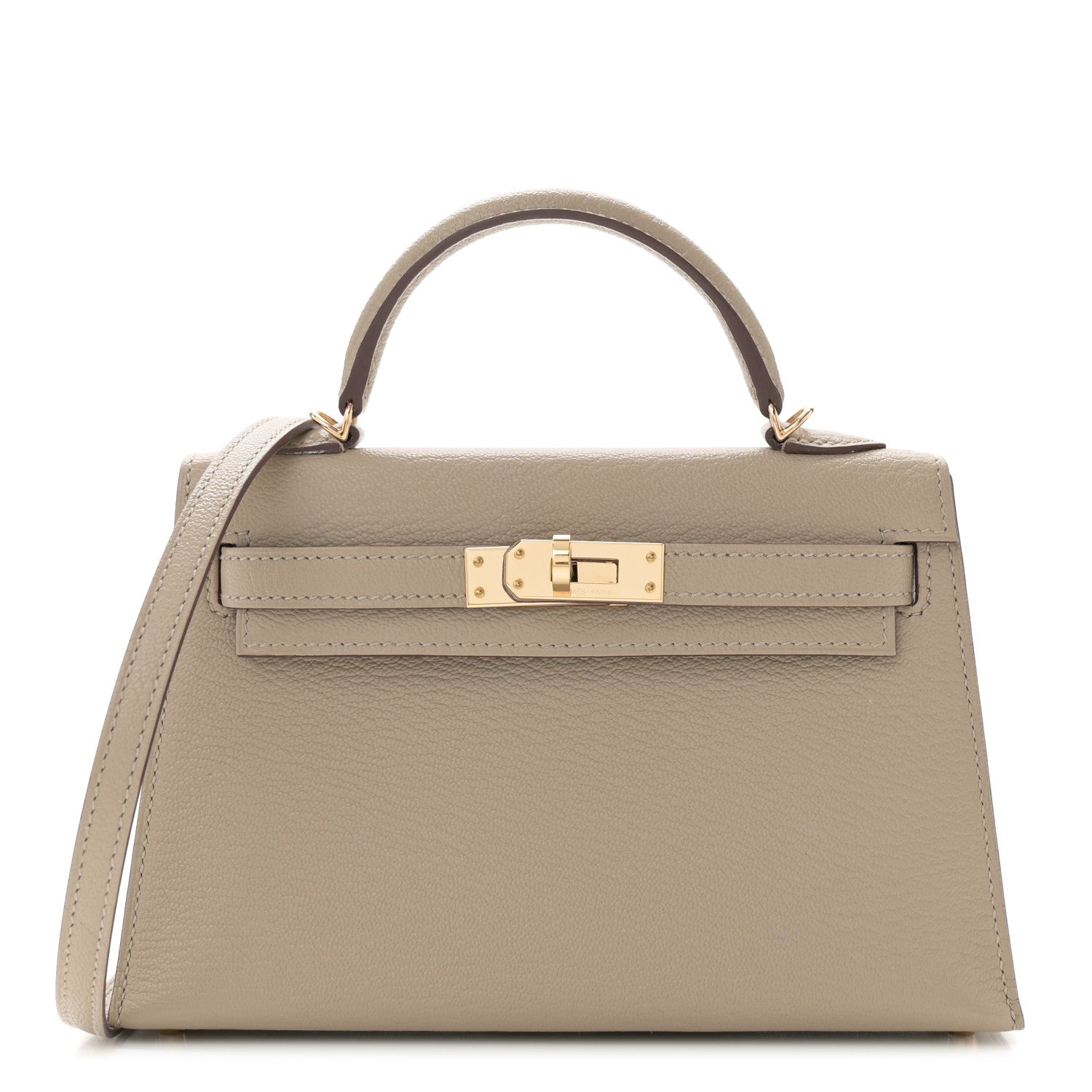 Hermes Chevre Mysore Horseshoe Mini Kelly Sellier 20 Gris Tourterelle Gris Perle 1 of 11