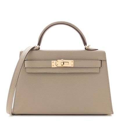 Hermes Chevre Mysore Horseshoe Mini Kelly Sellier 20 Gris Tourterelle Gris Perle 1 of 11