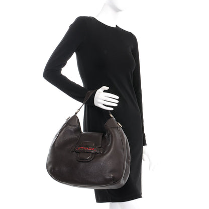 Gucci Calfskin Web Medium Dressage Hobo Coffee Brown 2 of 7