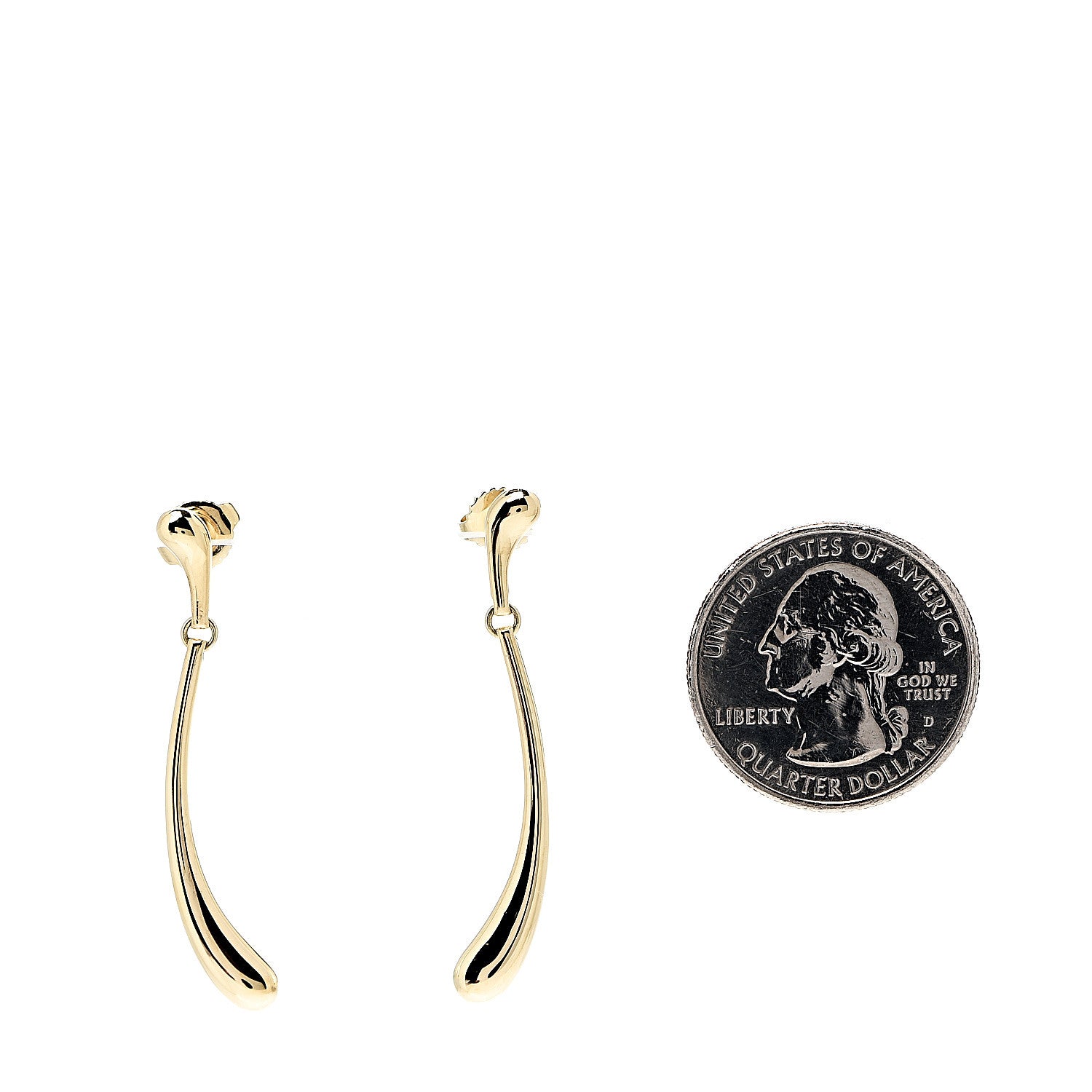 Tiffany 18K Yellow Gold Long Elsa Peretti Teardrop Earrings 2 of 4