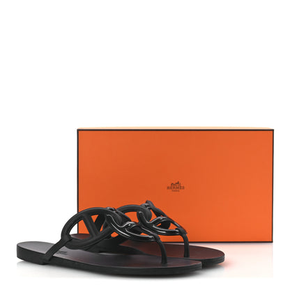Hermes Rubber Womens Egerie Sandals 38 Black 12 of 12