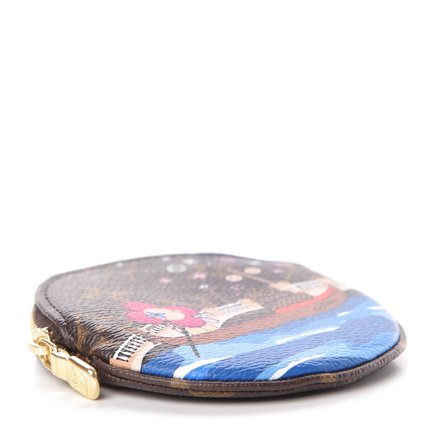 Monogram 2019 Christmas Animation Round Coin Purse Blue