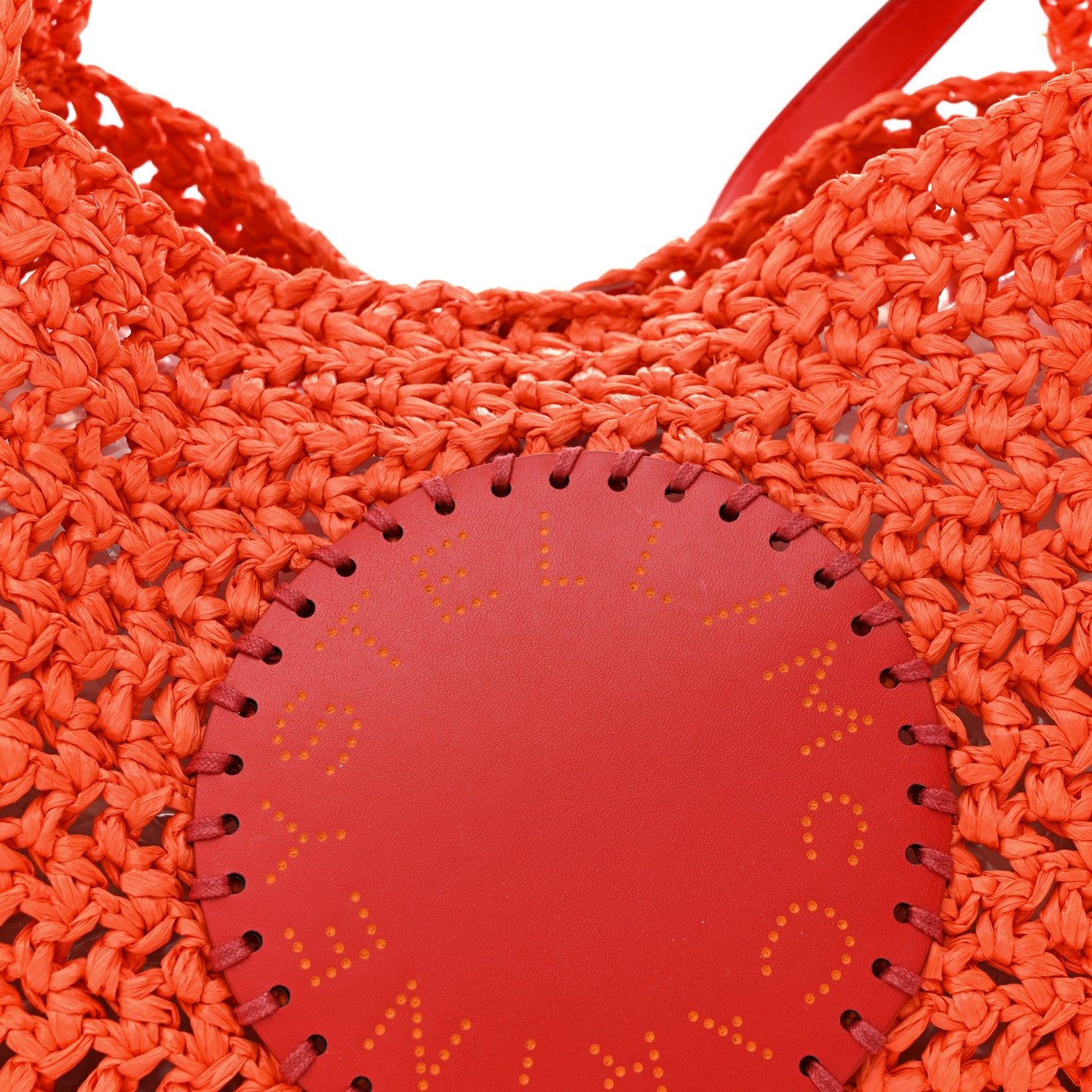 Stella McCartney Braided Raffia Eco Alter Napa Perforated Logo Crossbody Bag Brick 9 of 15
