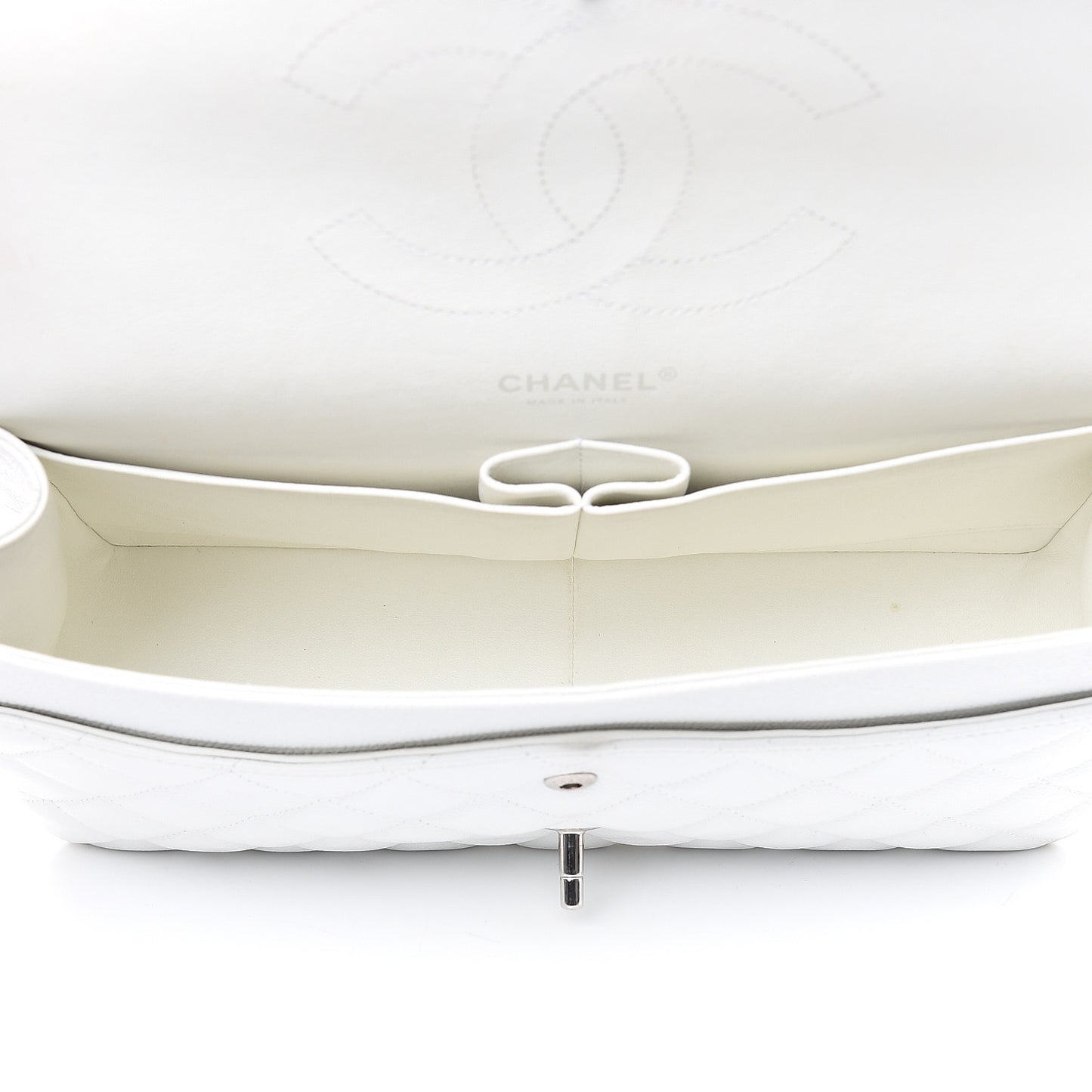 Caviar Quilted Jumbo Double Flap White