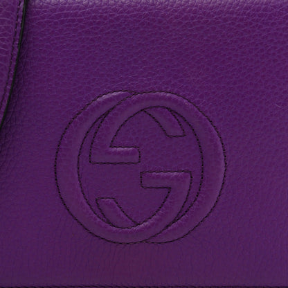 Gucci Pebbled Calfskin Soho Wallet on Chain Shine Purple 7 of 10