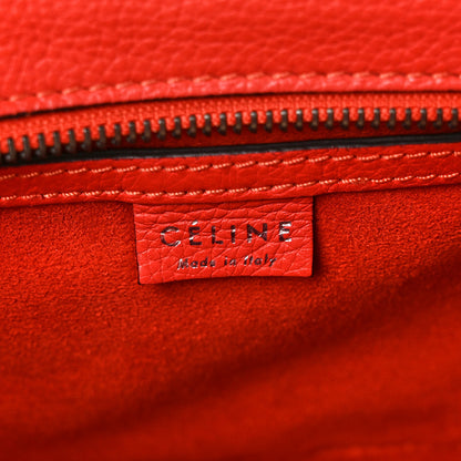Celine Drummed Calfskin Nano Luggage Vermillion 6 of 8