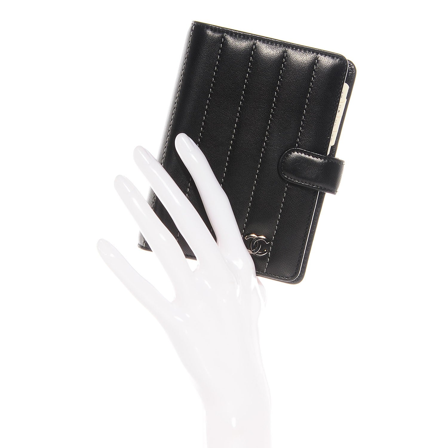 Chanel Lambskin Vertical Quilt Mademoiselle Small Ring Agenda Planner Black 2 of 8