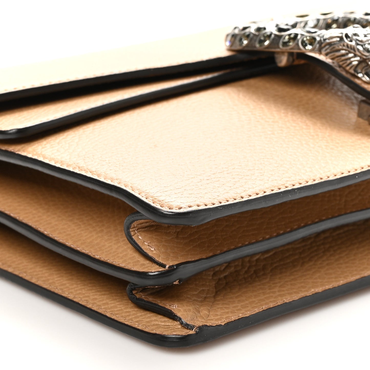 Dollar Calfskin Crystal Small Dionysus Shoulder Bag Natural Tan Black Diamond
