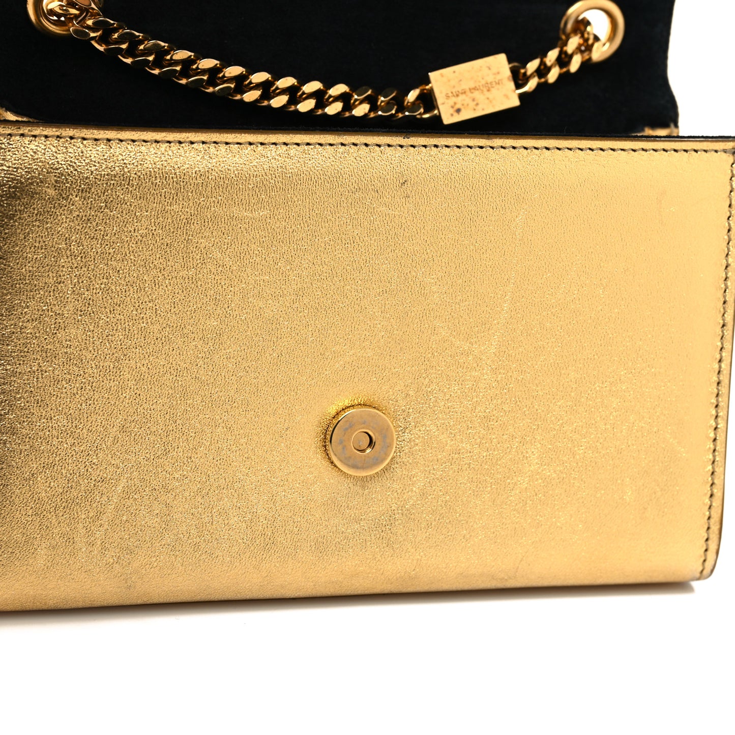 Metallic Calfskin Small Classic Monogram Kate Tassel Satchel Gold