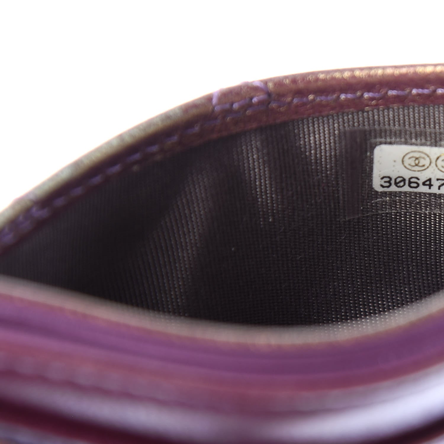 Chanel Iridescent Lambskin Quilted Card Holder Purple 9 of 10