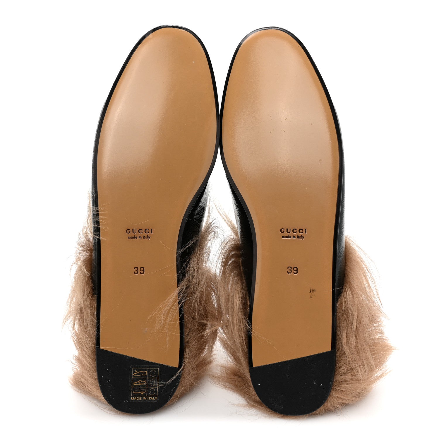 Gucci Patent Fur Womens Princetown Slippers 39 Black Natural 5 of 8