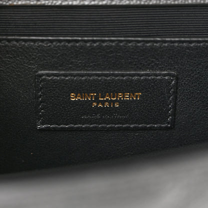 Saint Laurent Grain De Poudre Textured Mixed Matelasse Triquilt Medium Monogram Satchel Pebble 6 of 11