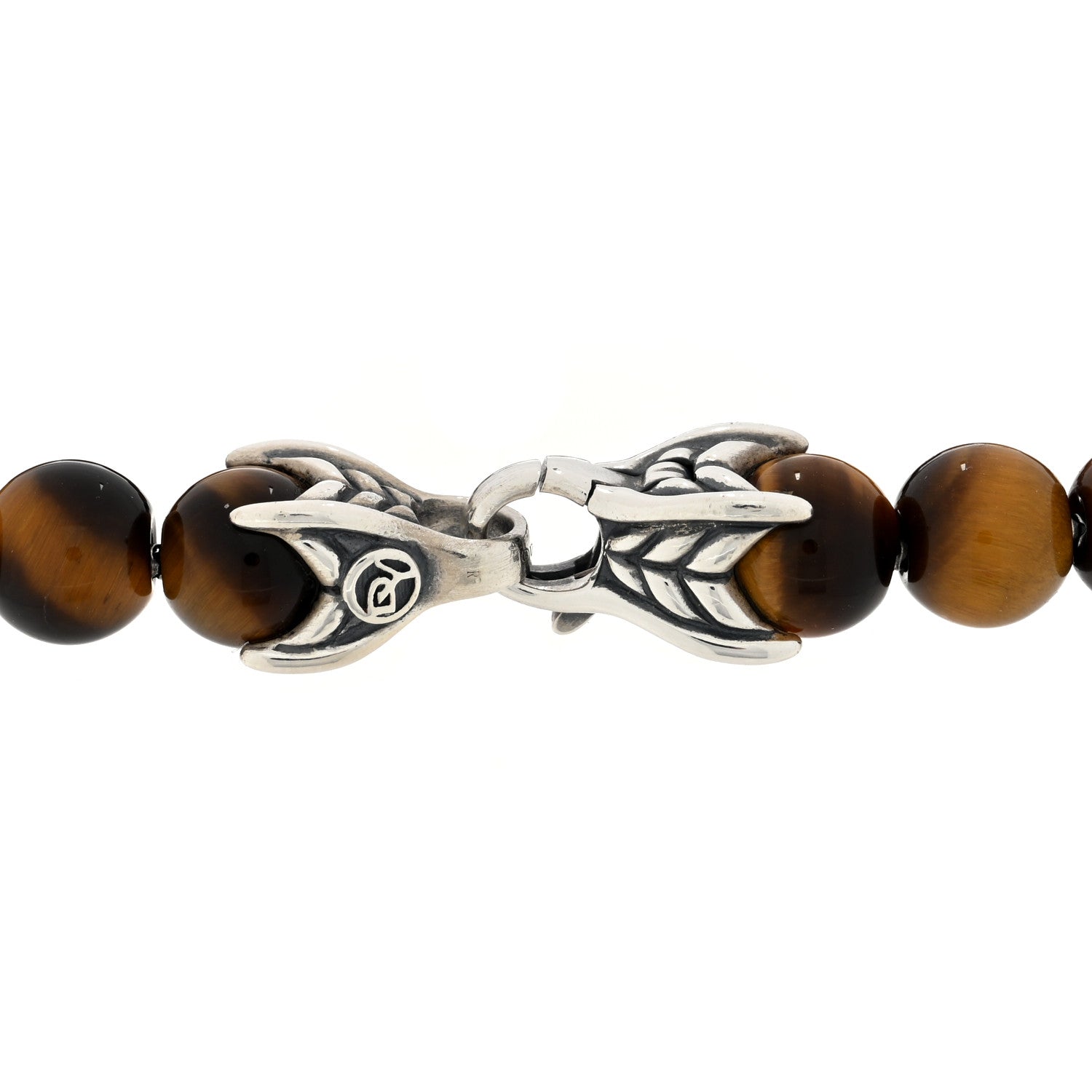 David Yurman Sterling Silver Tiger's Eye 8mm Spiritual Beads Bracelet 3 of 4