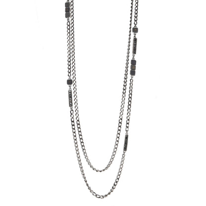 Chanel Crystal Baguette Stone Multi Strand Necklace Silver 1 of 7