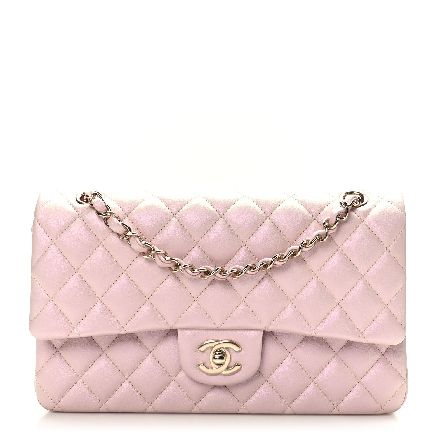 Chanel Iridescent Calfskin Quilted Medium Double Flap Light Pink 1 of 10