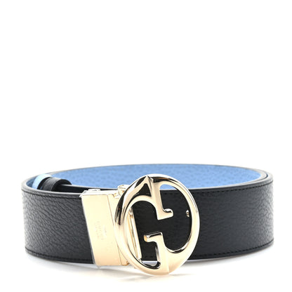 Gucci Dollar Calfskin 1973 Reversible Belt 85 34 Black Mineral Blue 1 of 5