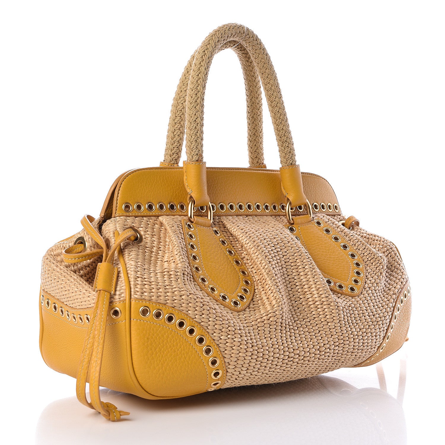 Prada Paglia Vitello Frame Satchel Naturale Mimosa 3 of 10