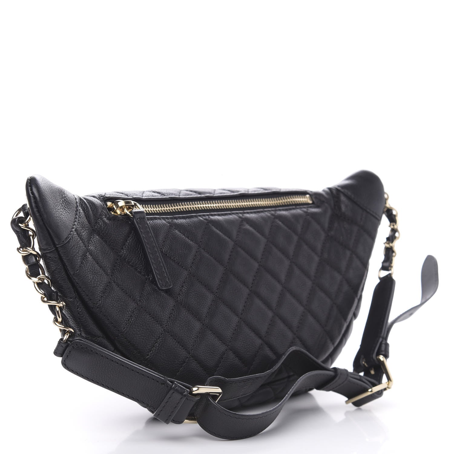 Chanel Calfskin Quilted Banane Waist Bag Fanny Pack Black 3 of 9