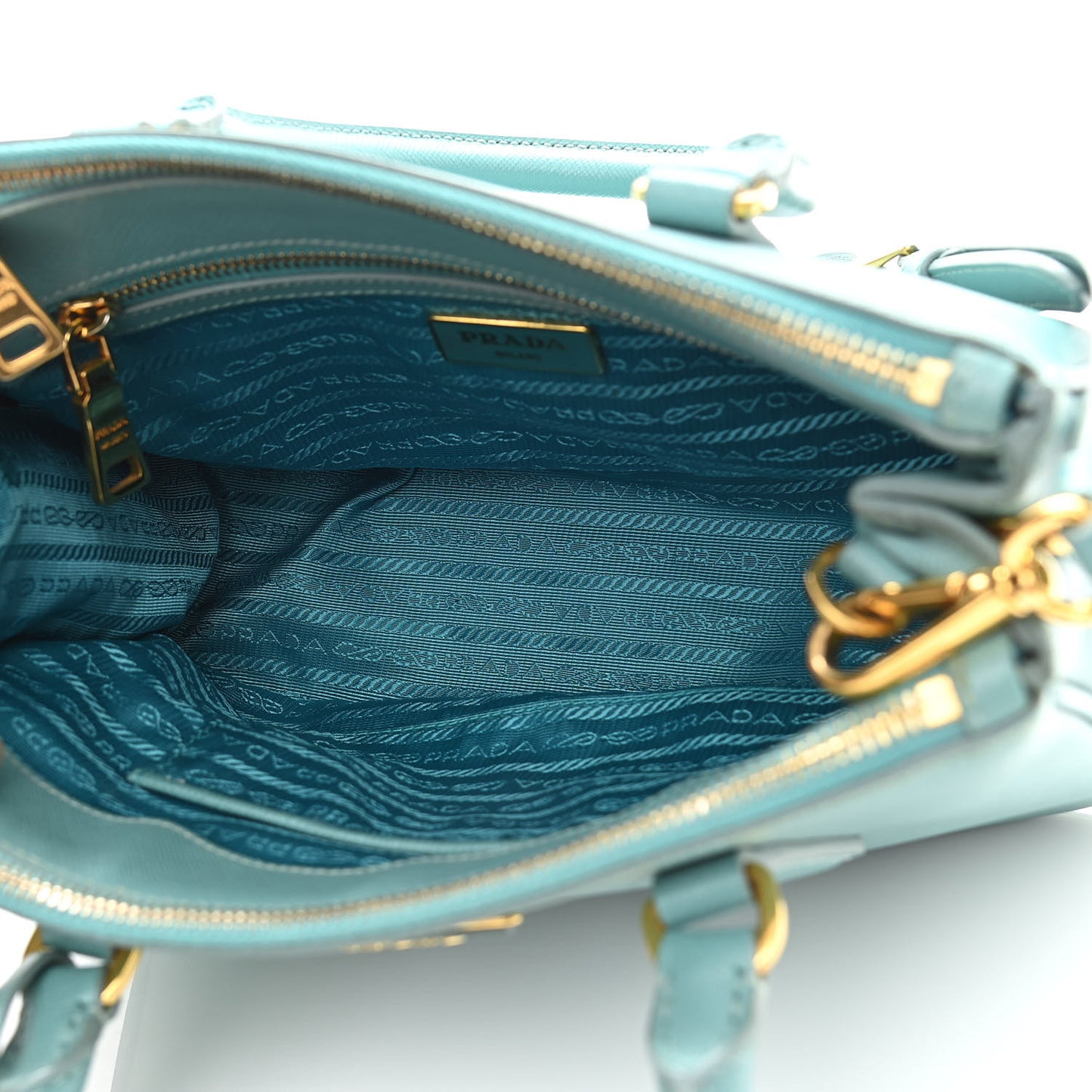 Saffiano Lux Mini Galleria Double Zip Tote Anice