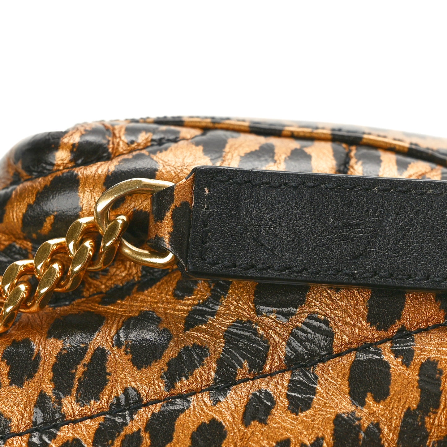 Calfskin Y Quilted Monogram Small Loulou Chain Satchel Leopard