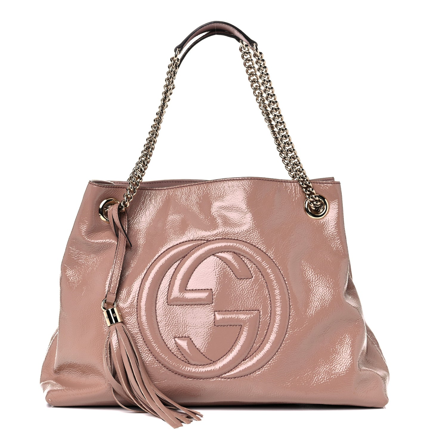 Patent Medium Soho Chain Shoulder Bag Dark Cipria