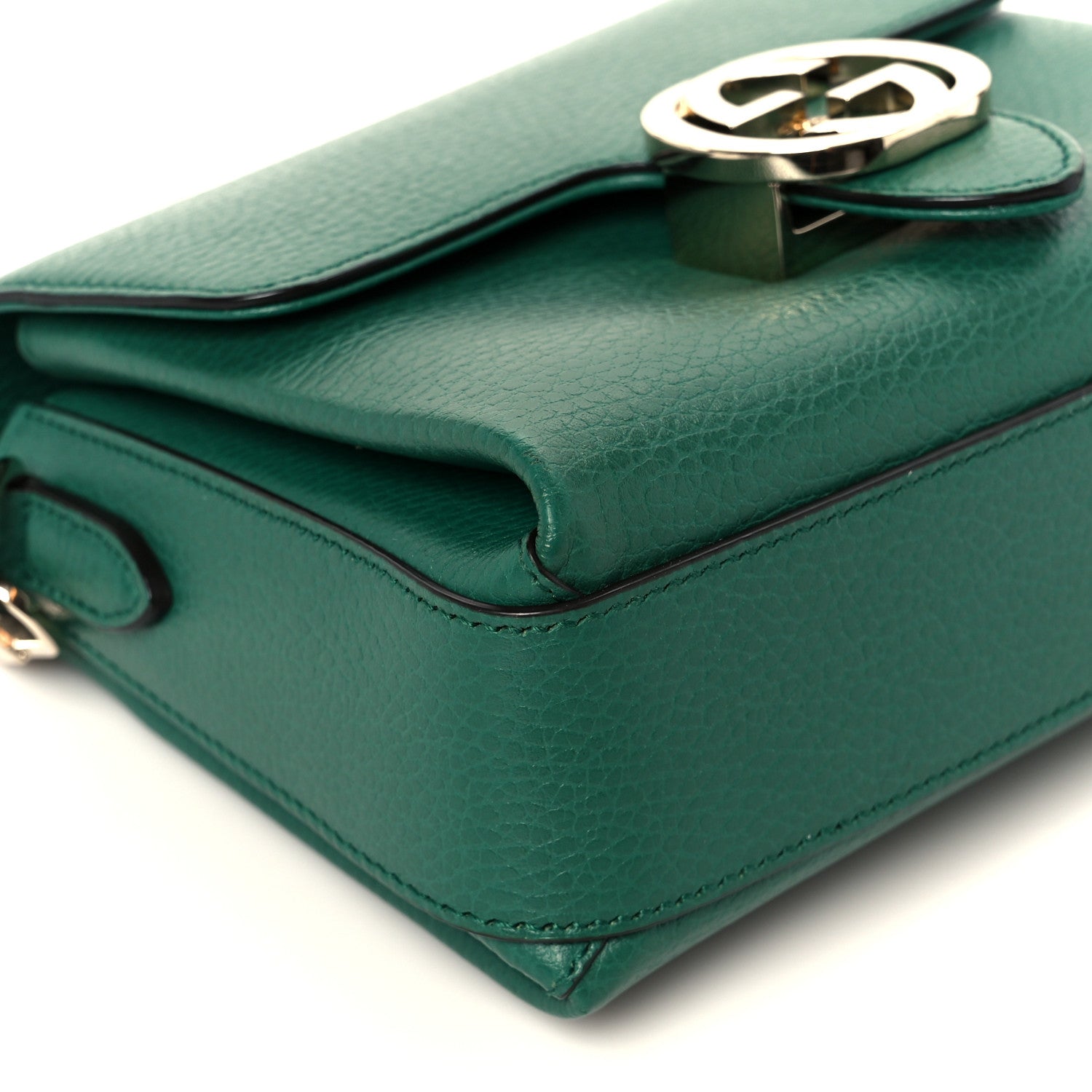 Gucci Dollar Calfskin Interlocking G Crossbody Bag Emerald 10 of 12