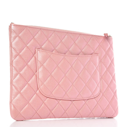 Chanel Iridescent Caviar Quilted Medium Cosmetic Case Rose Pink 3 of 8
