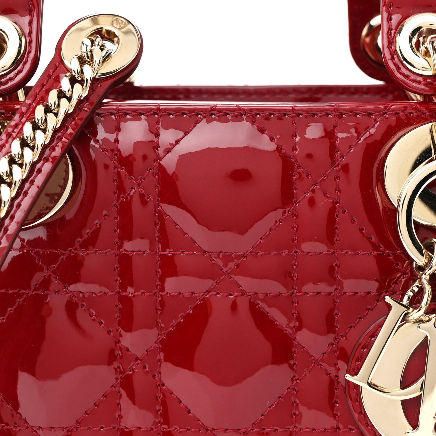 Patent Cannage Mini Lady Dior Red