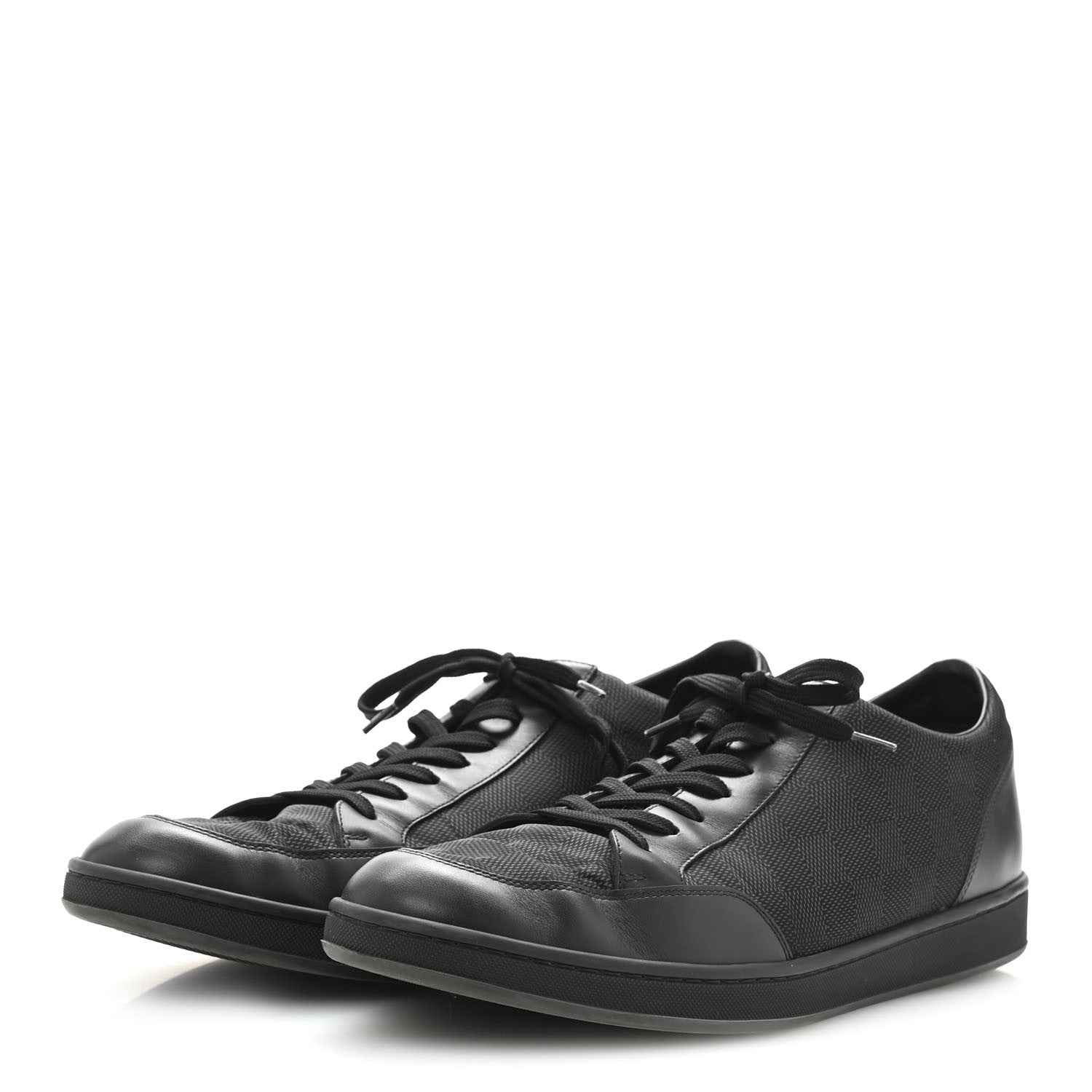 Louis Vuitton Calfskin Nylon Damier Offshore Sneakers 11 Black 4 of 9