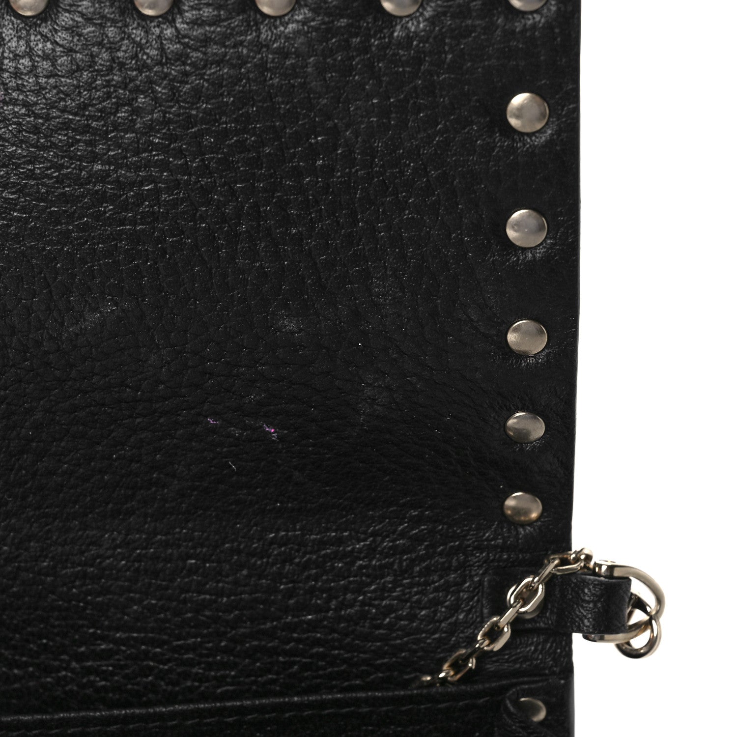Valentino Garavani Metallic Pebbled Calfskin Rockstud Flap Wallet On chain Platino 10 of 10