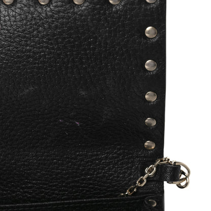 Valentino Garavani Metallic Pebbled Calfskin Rockstud Flap Wallet On chain Platino 10 of 10