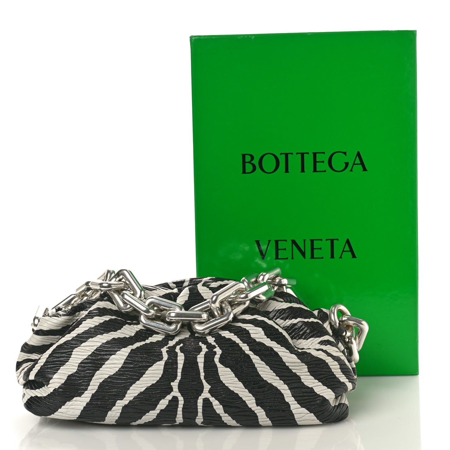 Nappa Zebra Print The Pouch Chain White Black