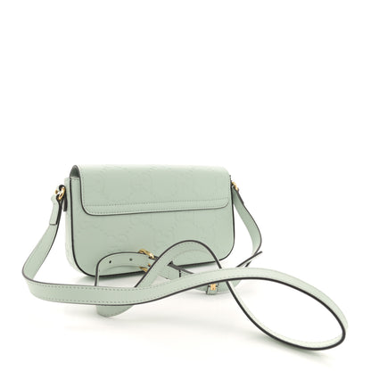 Gucci Calfskin GG Super Mini Shoulder Bag Pale Blue 3 of 11