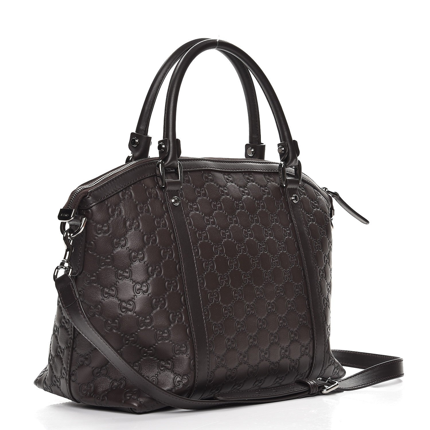 Gucci Guccissima Medium GG Charm Dome Satchel Dark Brown 4 of 8