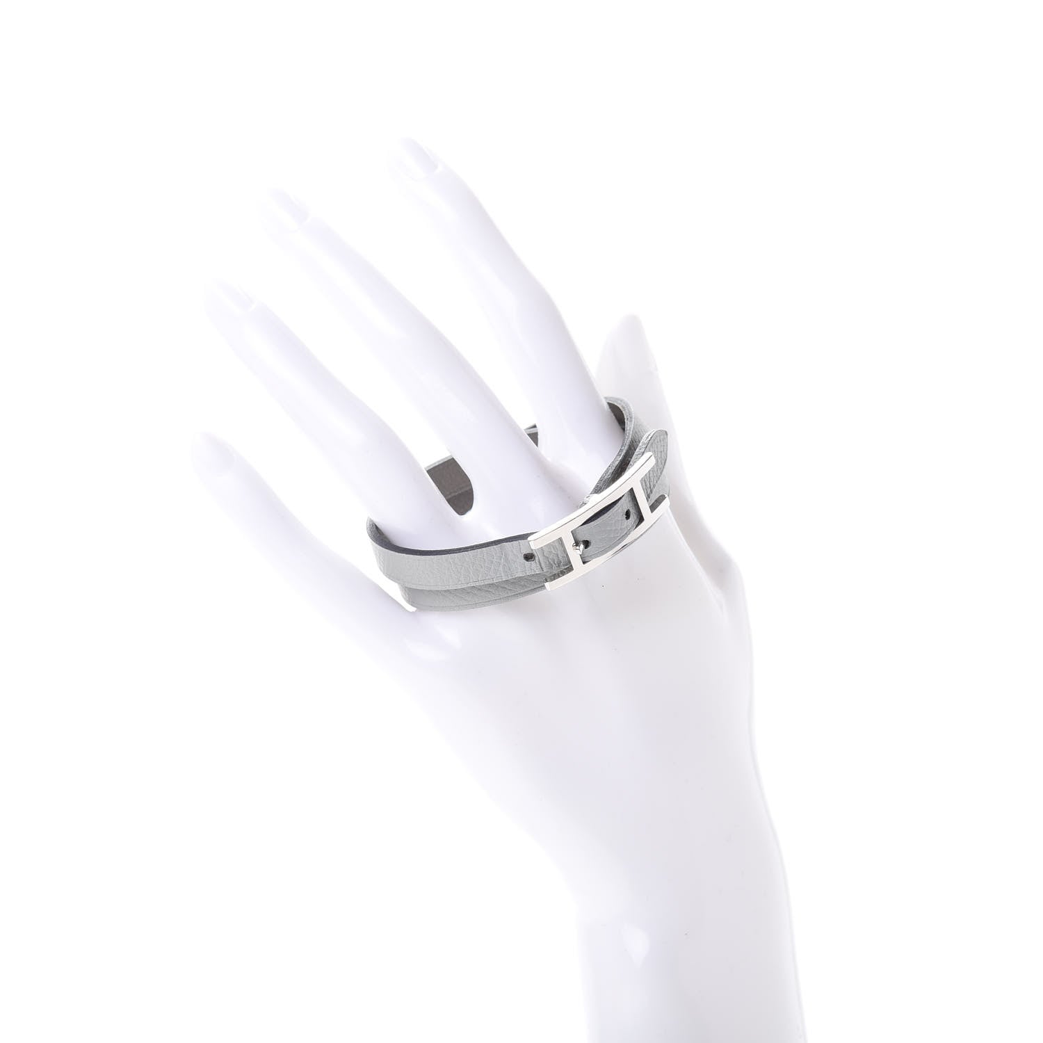 Hermes Epsom Swift Behapi Double Tour Bracelet T3 Bleu Glacier Etain 2 of 5