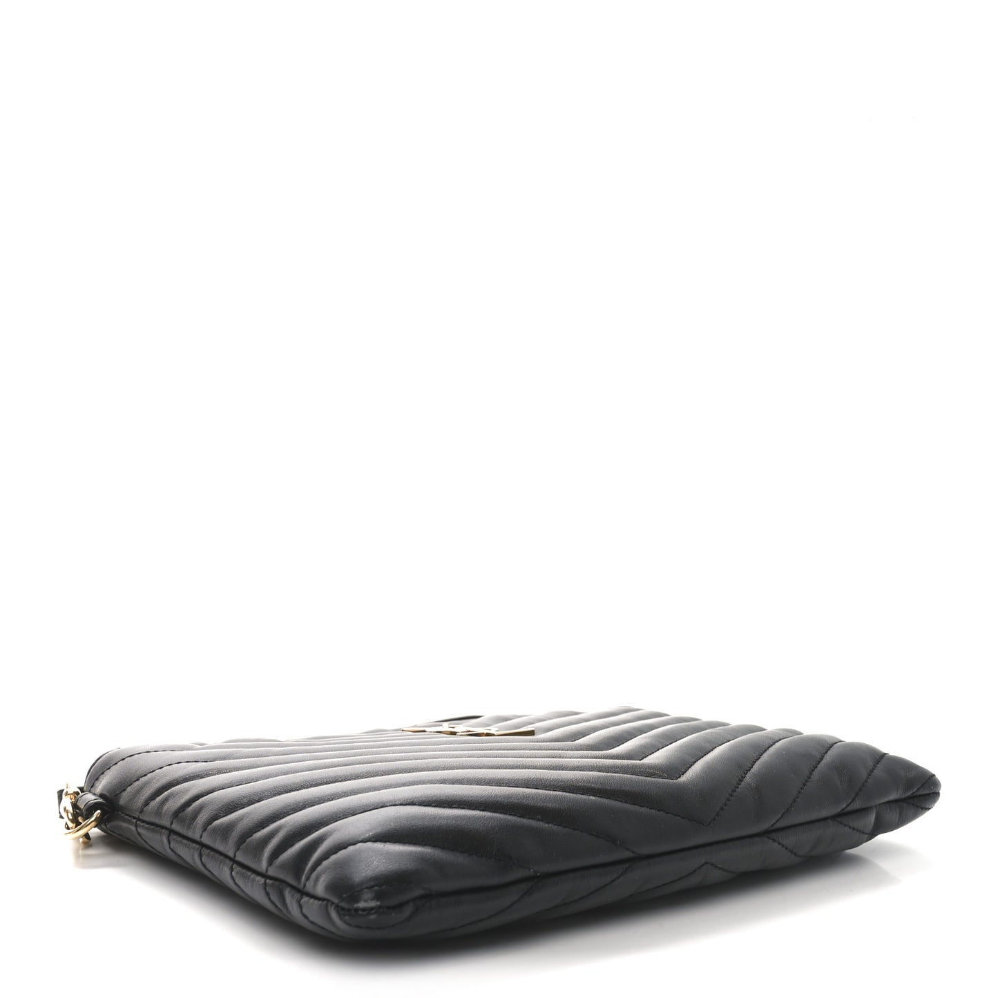 Calfskin Matelasse Chevron Monogram A5 Wristlet Black