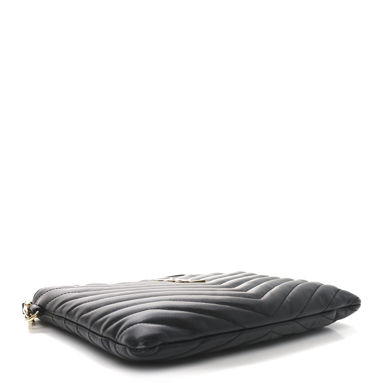 Saint Laurent Calfskin Matelasse Chevron Monogram A5 Wristlet Black 3 of 10