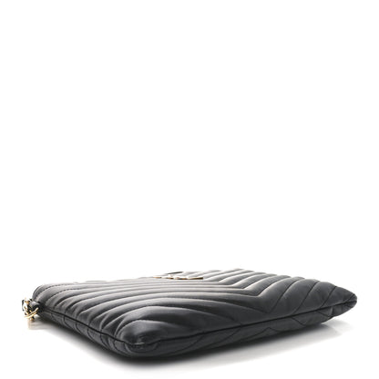 Saint Laurent Calfskin Matelasse Chevron Monogram A5 Wristlet Black 3 of 10