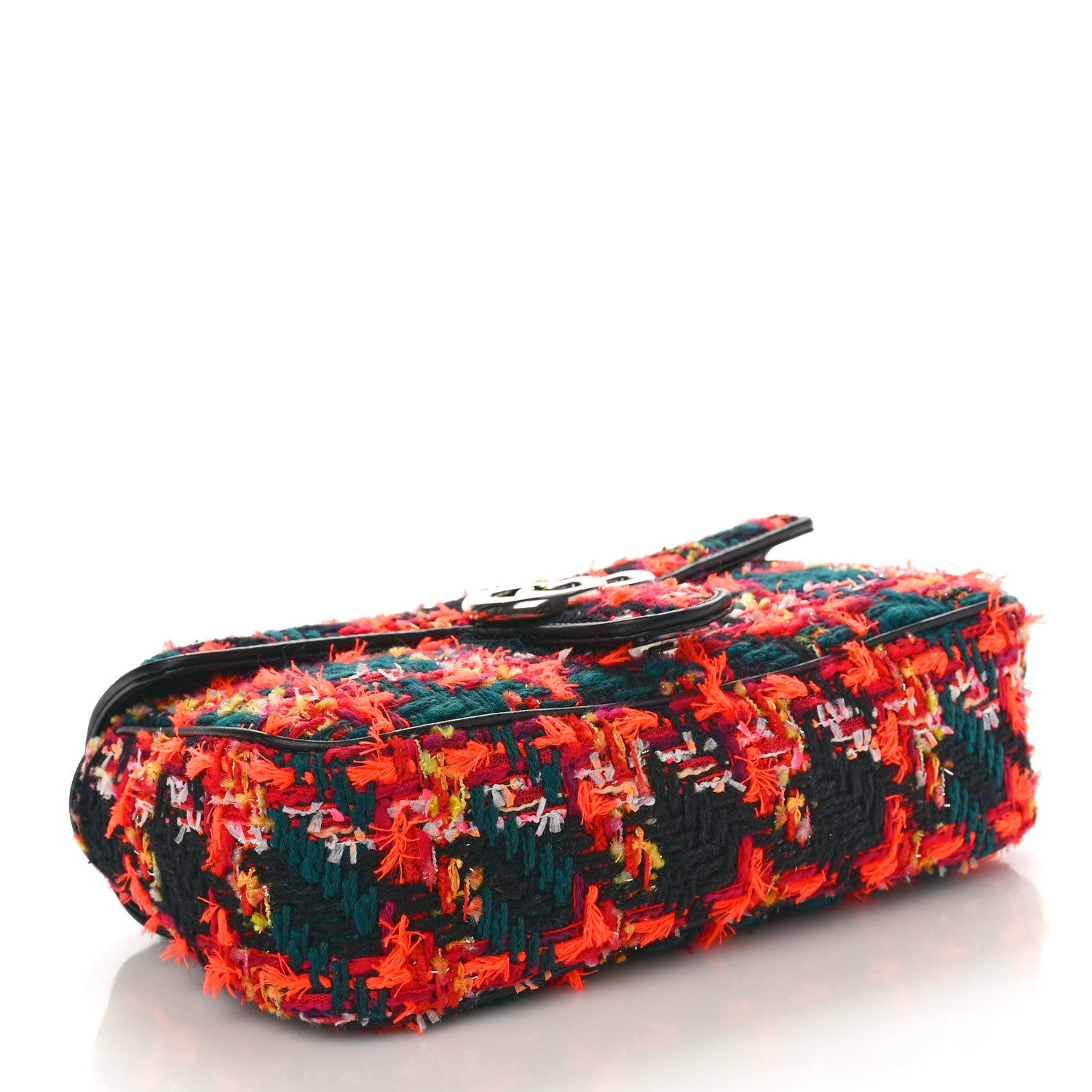 Gucci Tweed Check Poule Calfskin Small GG Marmont Shoulder Bag Pink Petroleum Multicolor Black 4 of 11