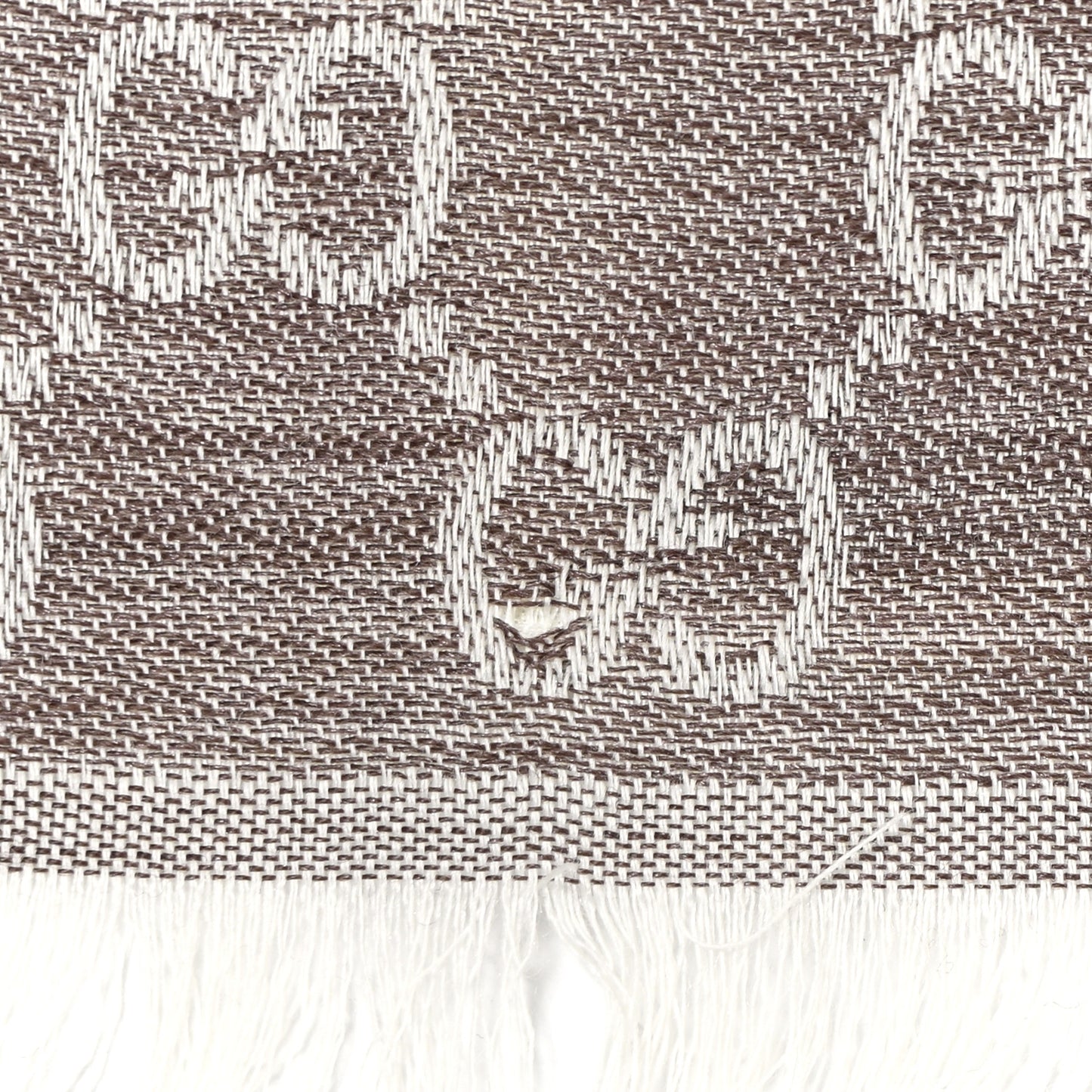 Wool Silk Monogram GGWeb Fringe Shawl Bitume Ivory