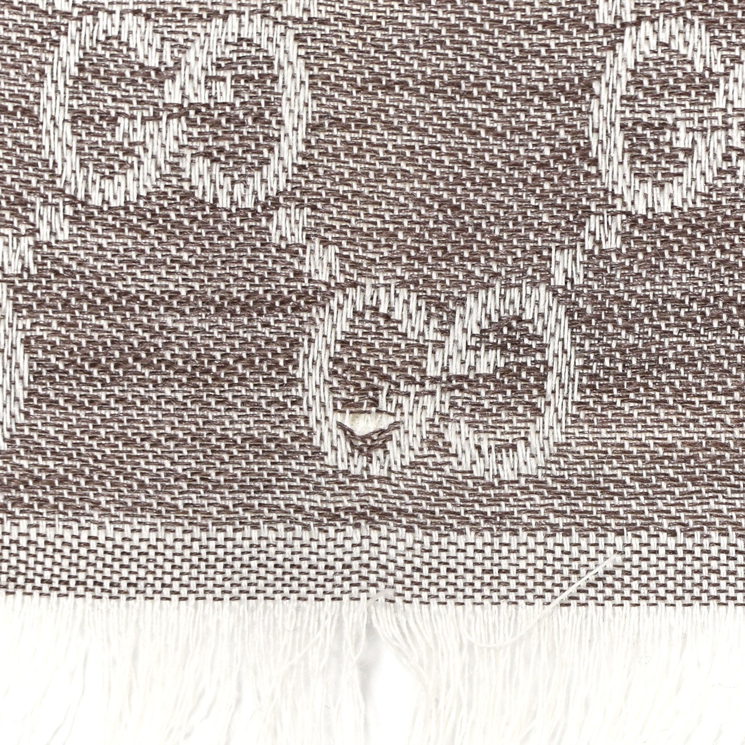 Gucci Wool Silk Monogram GGWeb Fringe Shawl Bitume Ivory 5 of 5