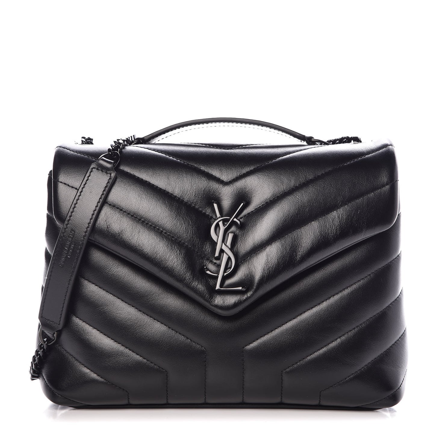 Calfskin Y Quilted Monogram Small Loulou Chain Satchel Black