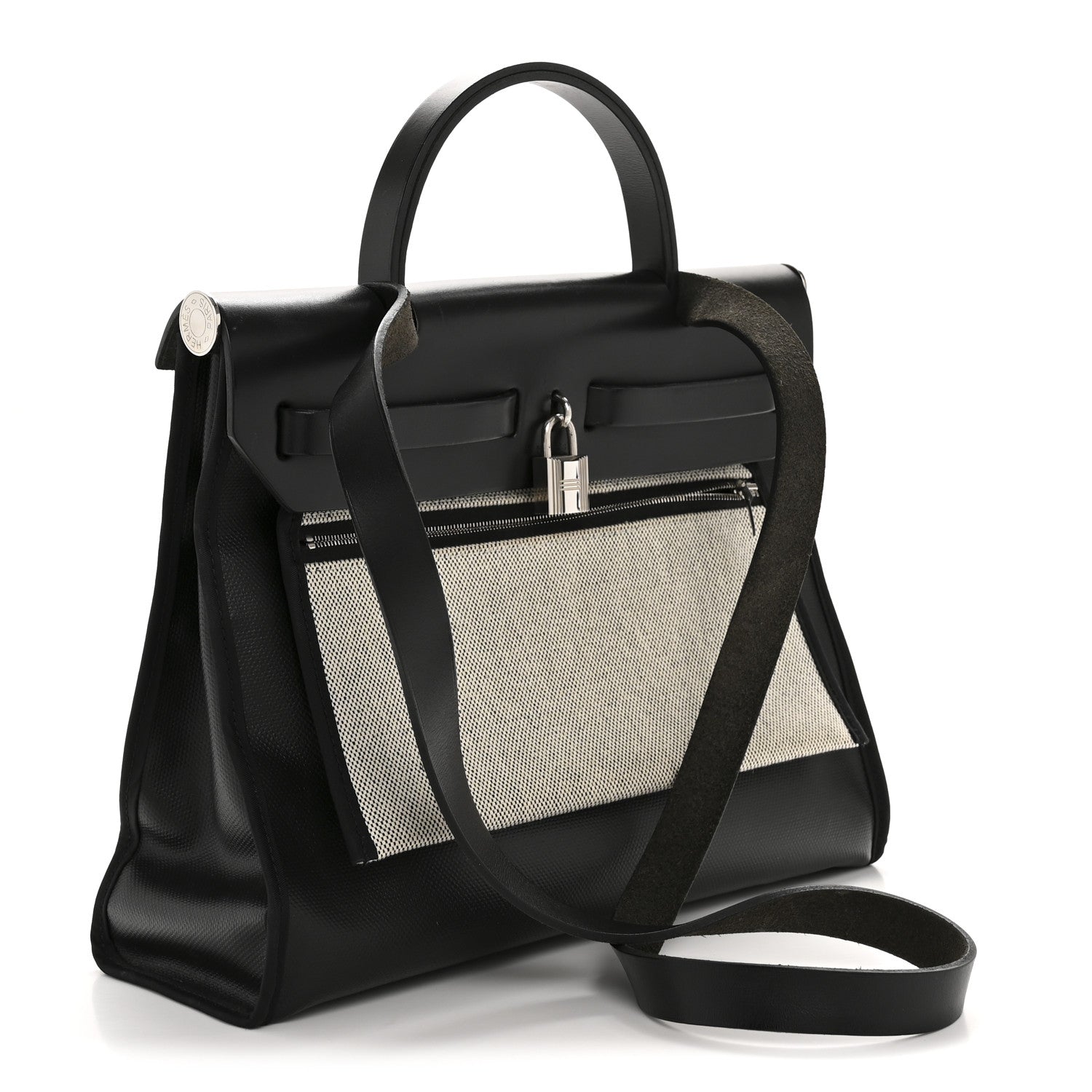 Hermes Toile H Berline Vache Hunter Herbag Zip PM 31 Black Ecru 4 of 13